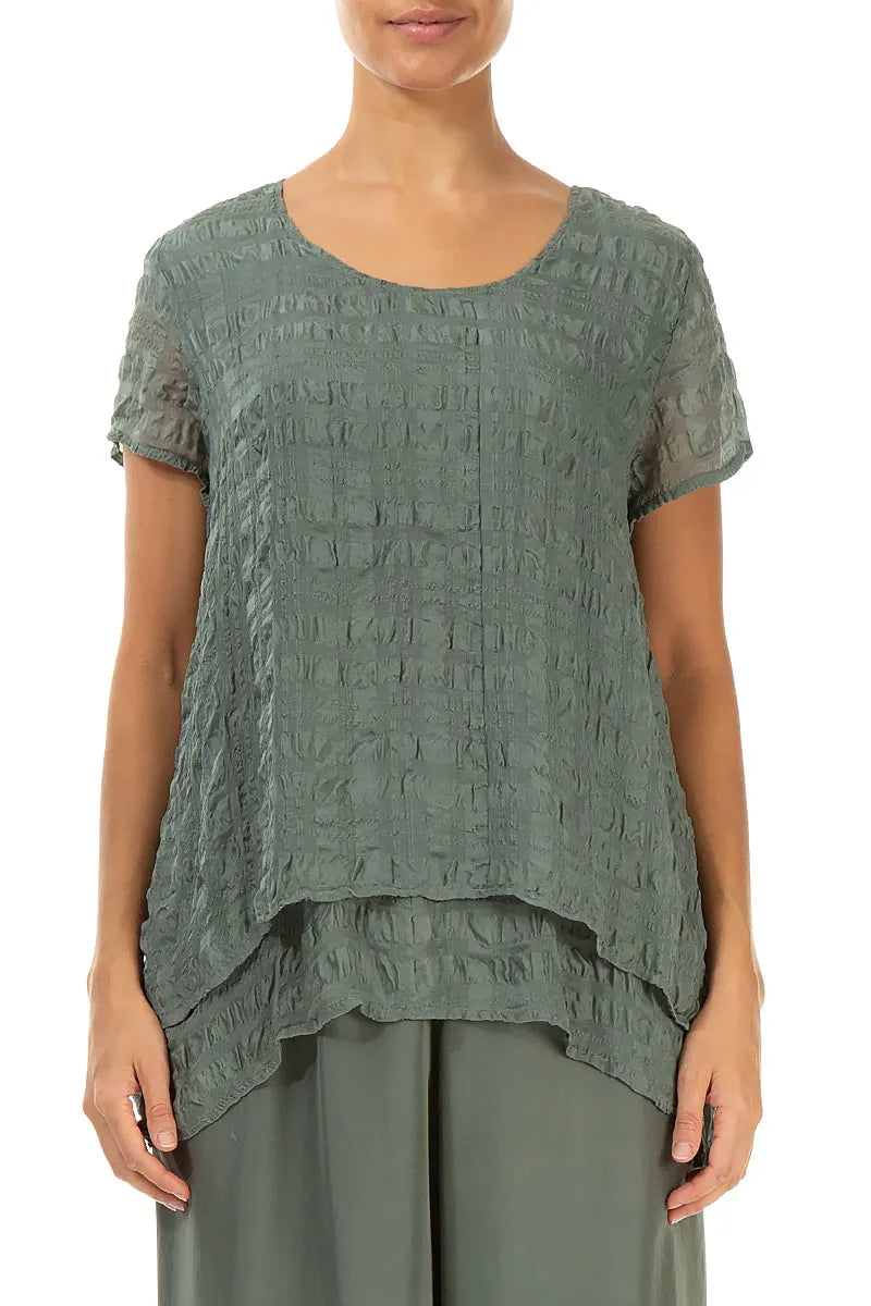 Layered Sage Light Silk Blouse