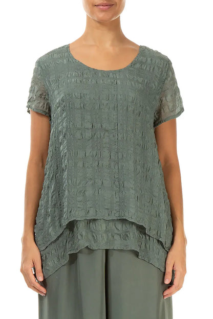 Layered Sage Light Silk Blouse