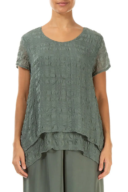 Layered Sage Light Silk Blouse 1