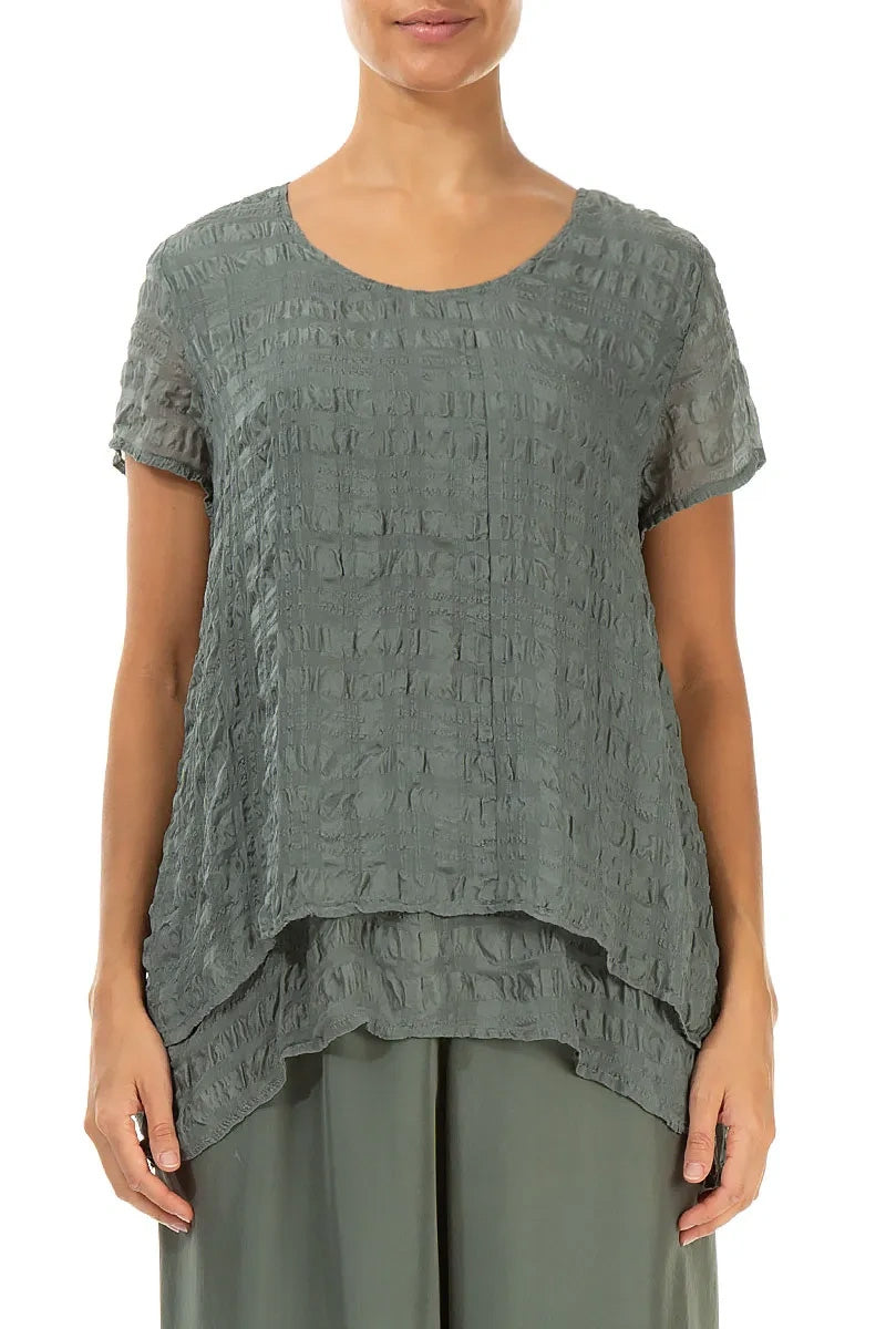 Layered Sage Light Silk Blouse 1