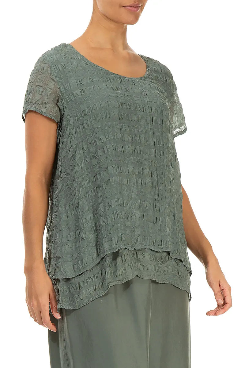 Layered Sage Light Silk Blouse