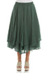 Layered Sage Silk Cotton Skirt 1