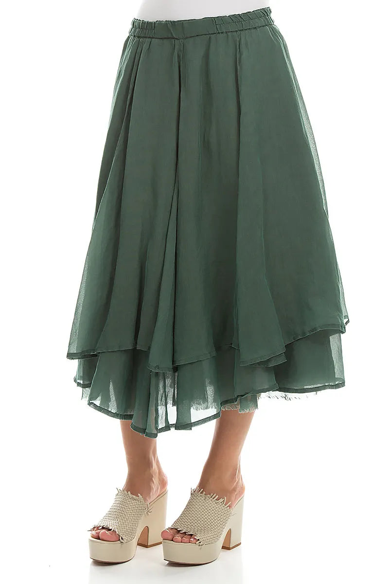 Layered Sage Silk Cotton Skirt 3