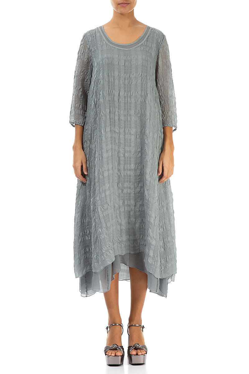 Layered Sage Textured Light Silk Dress