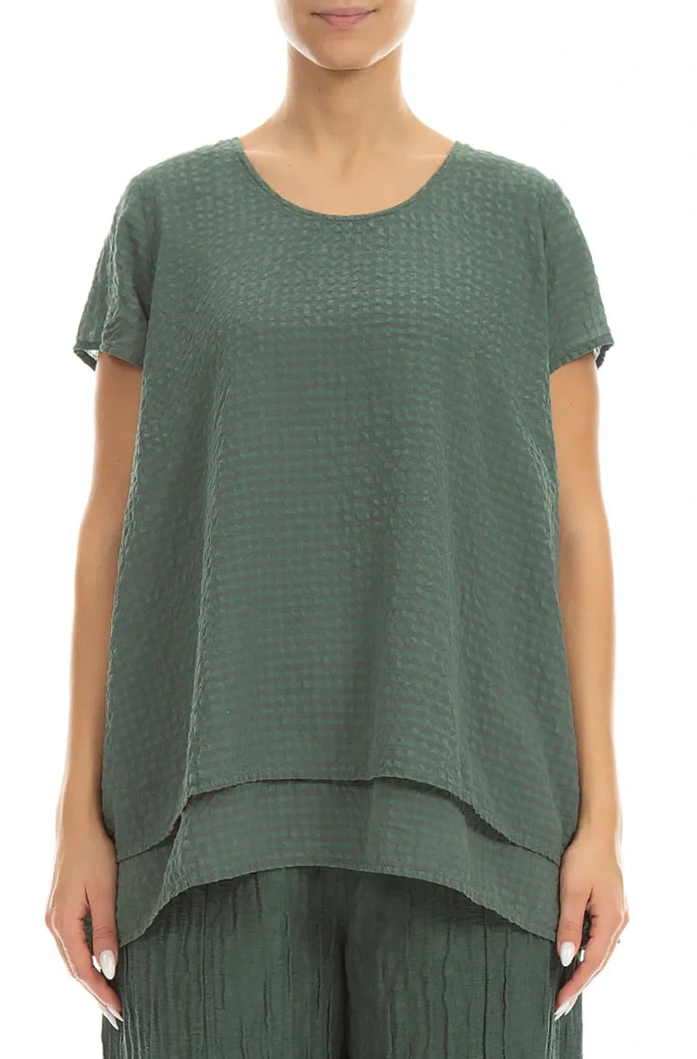 Layered Sage Textured Silk Blouse