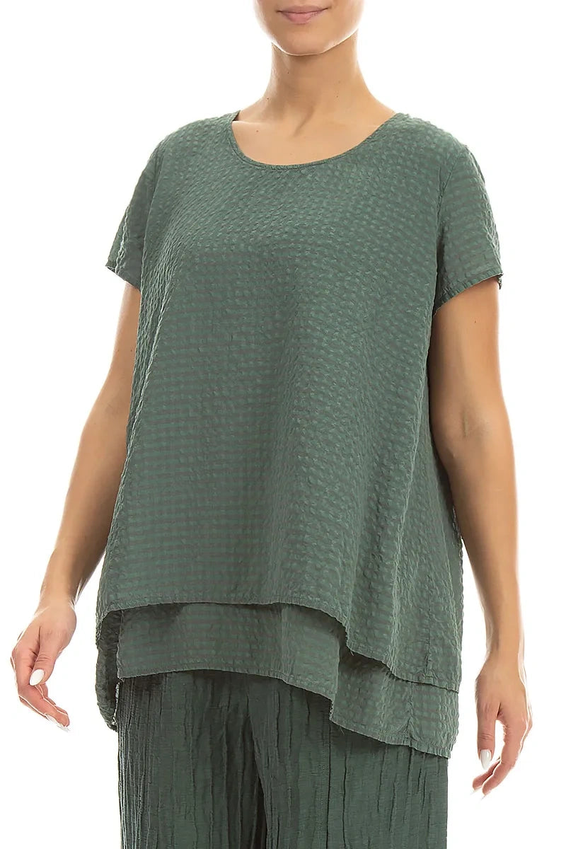 Layered Sage Textured Silk Blouse