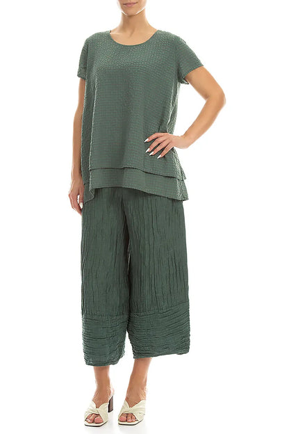 Layered Sage Textured Silk Blouse