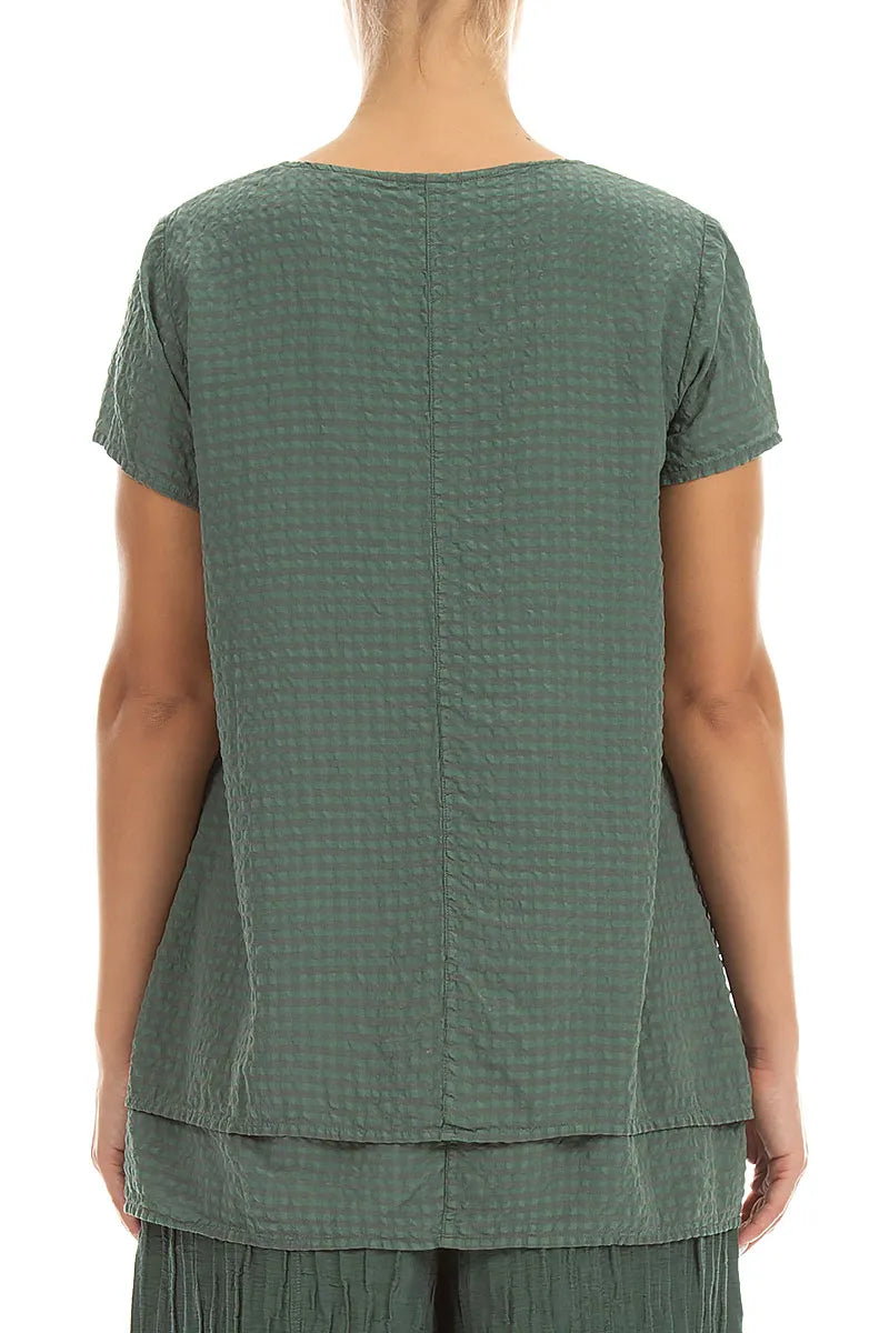 Layered Sage Textured Silk Blouse