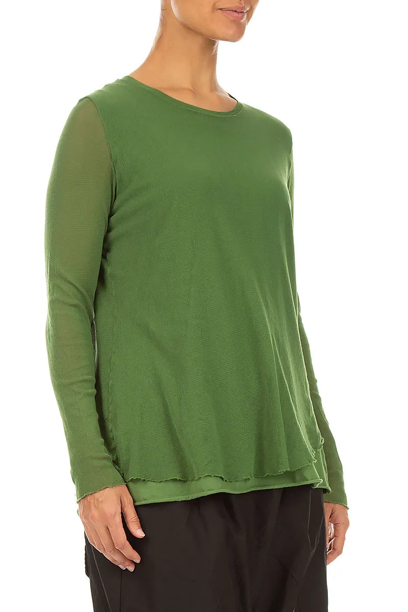 Layered Shamrock Green Mesh Cotton Top 3