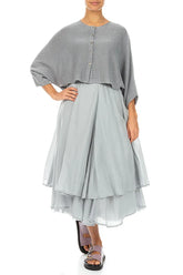 Layered Silver Grey Silk Cotton Skirt 4
