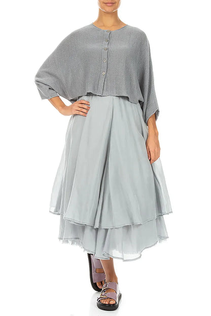 Layered Silver Grey Silk Cotton Skirt 4