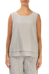 Layered Sleeveless Beige Silk Cotton Top 1