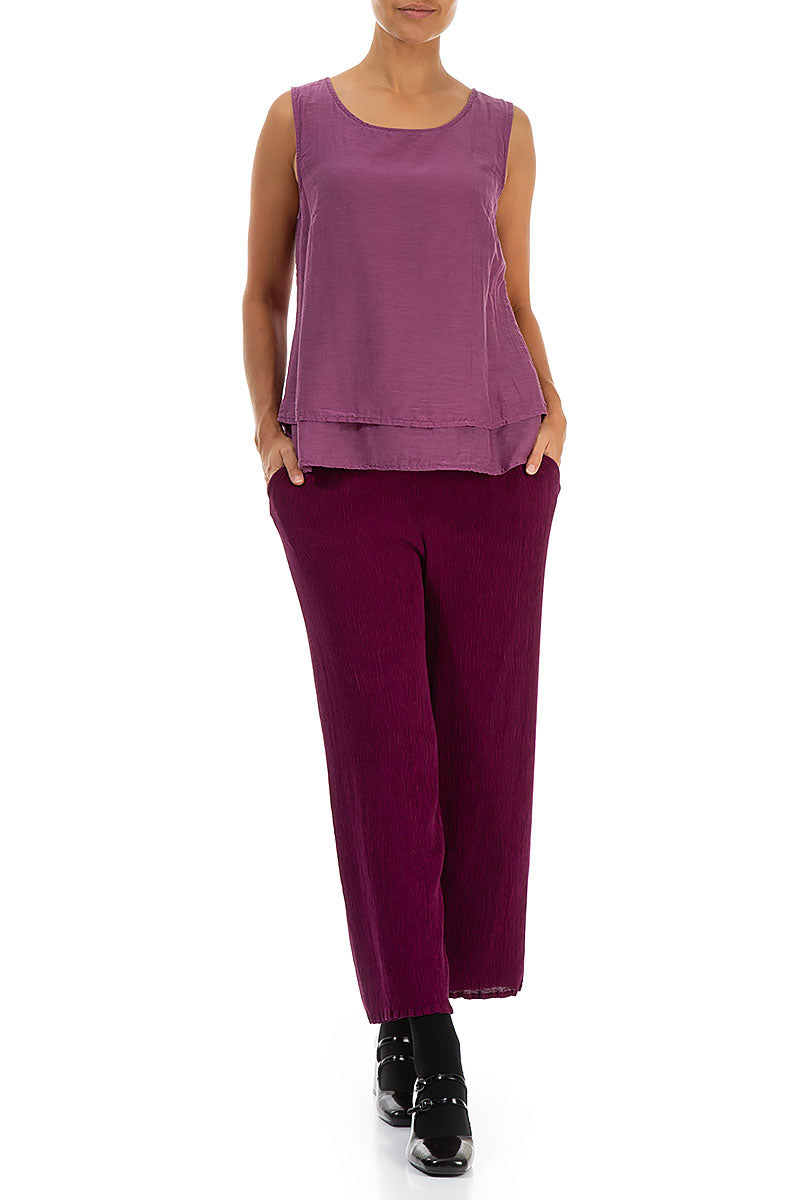 Layered Sleeveless Magenta Silk Cotton Top