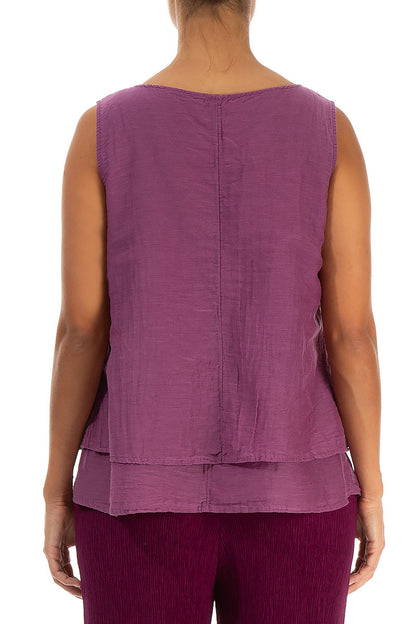 Layered Sleeveless Magenta Silk Cotton Top