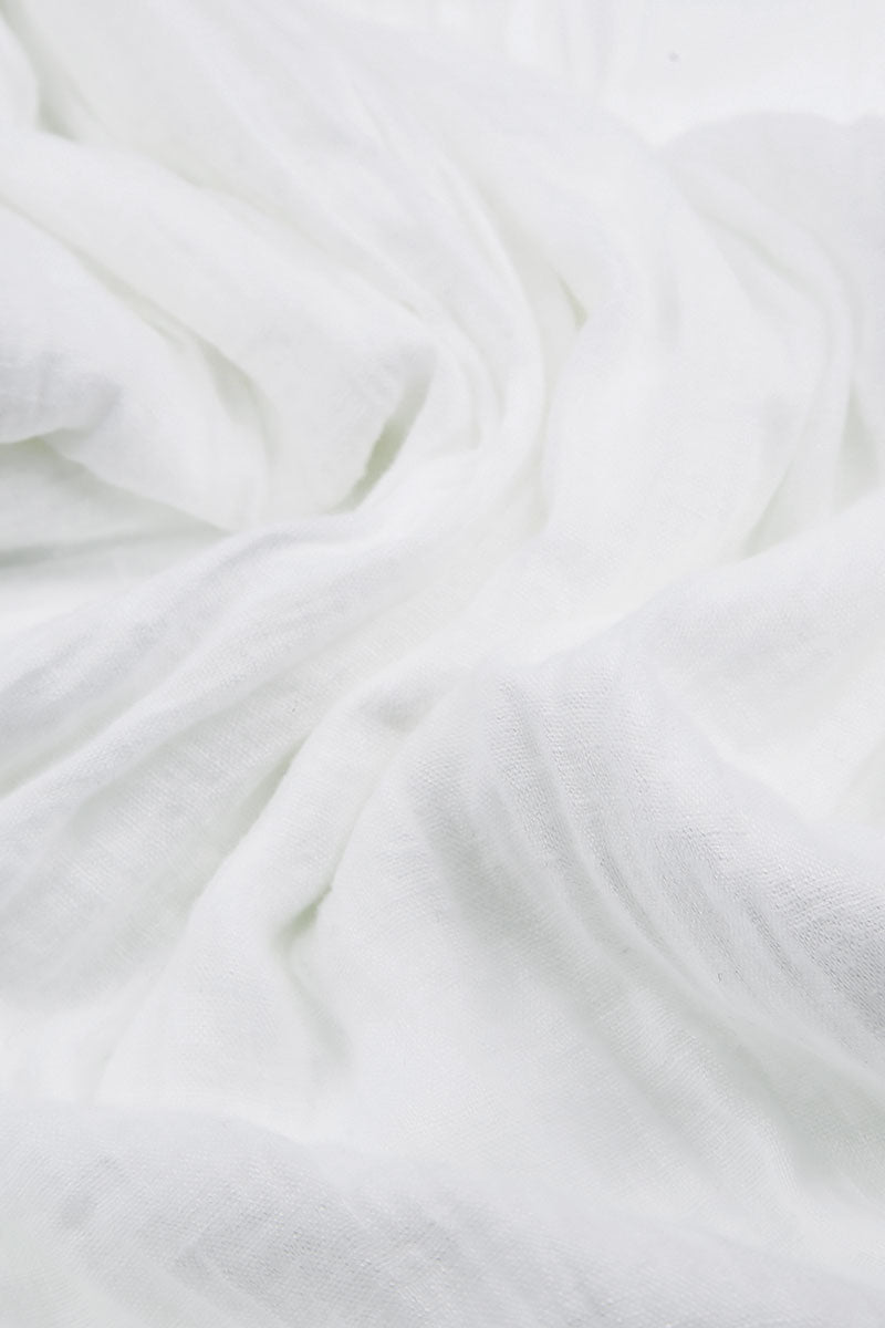 Layered Short Sleeves White Gauze Linen Blouse 5
