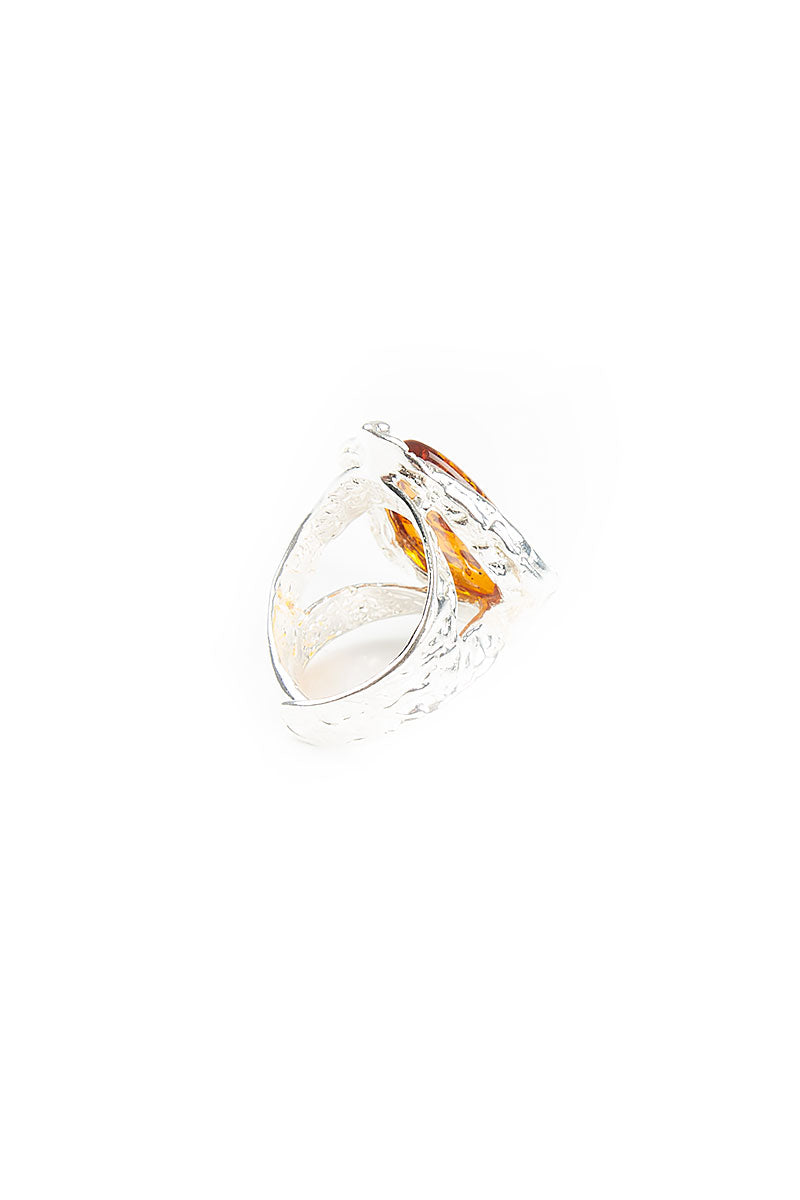 Light Honey Amber Drop Ring