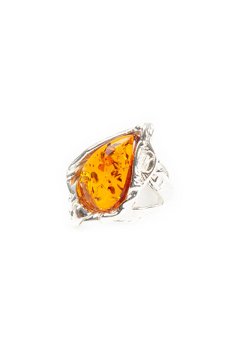 Light Honey Amber Drop Ring