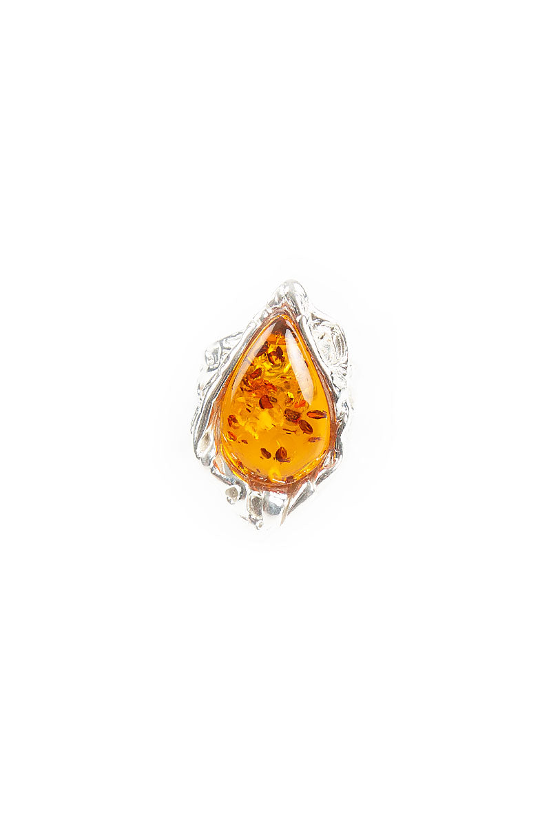 Light Honey Amber Drop Ring