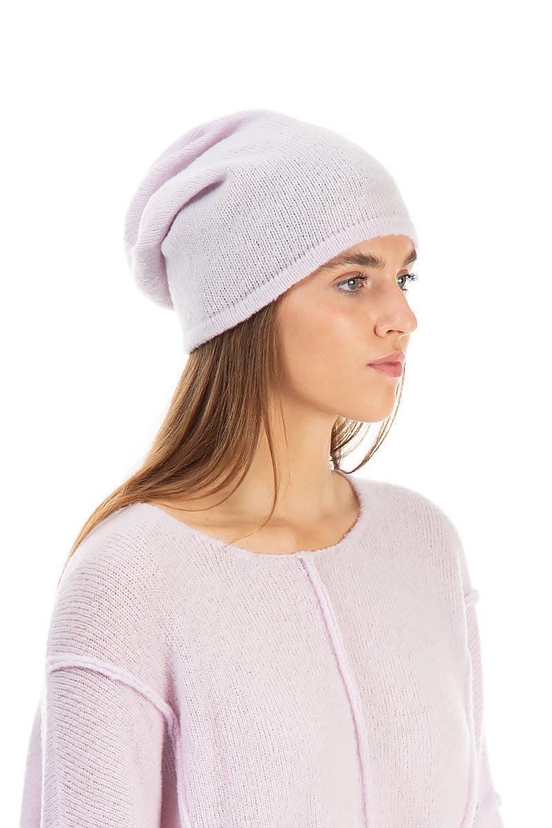 Light Pink Mélange Wool Beanie Hat
