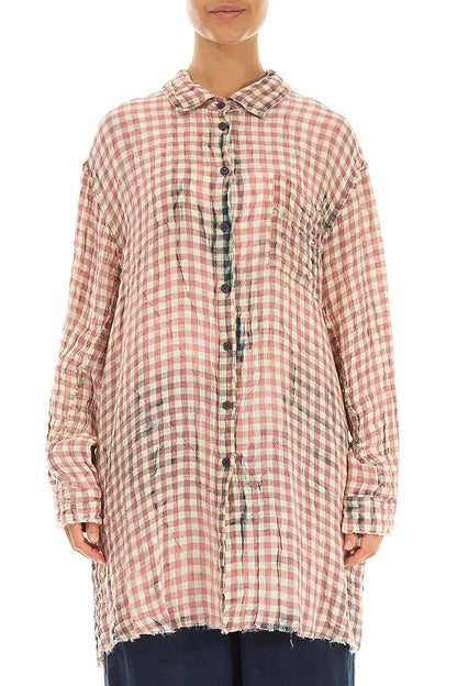 Light Watercolour Check Linen Shirt 1