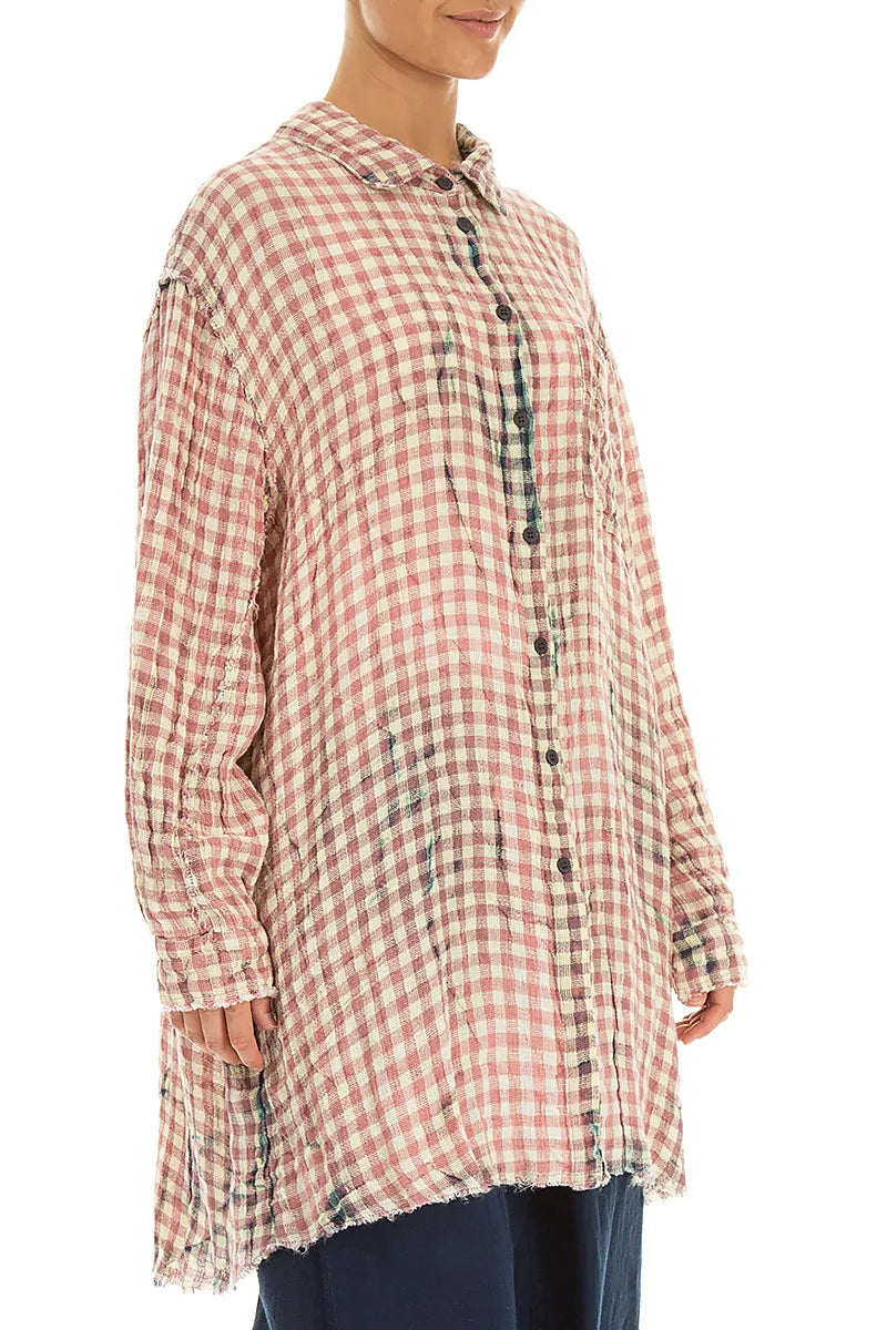 Light Watercolour Check Linen Shirt 3