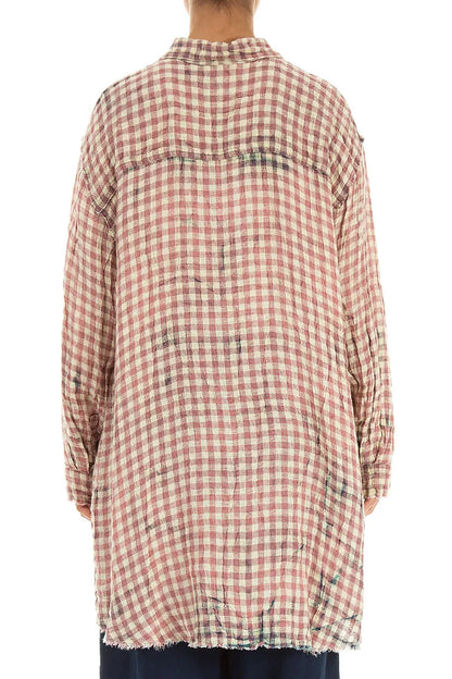 Light Watercolour Check Linen Shirt 2
