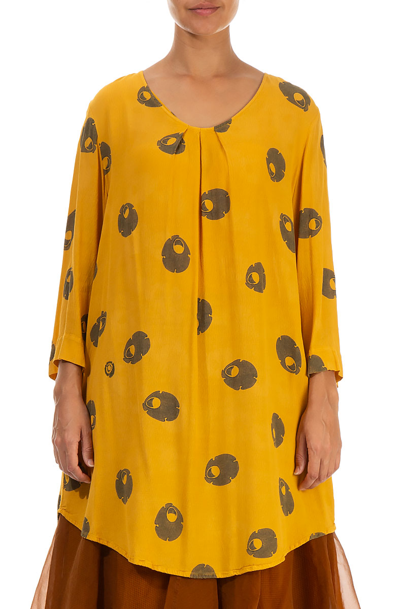 Light Yellow Ochre Petals Viscose Tunic