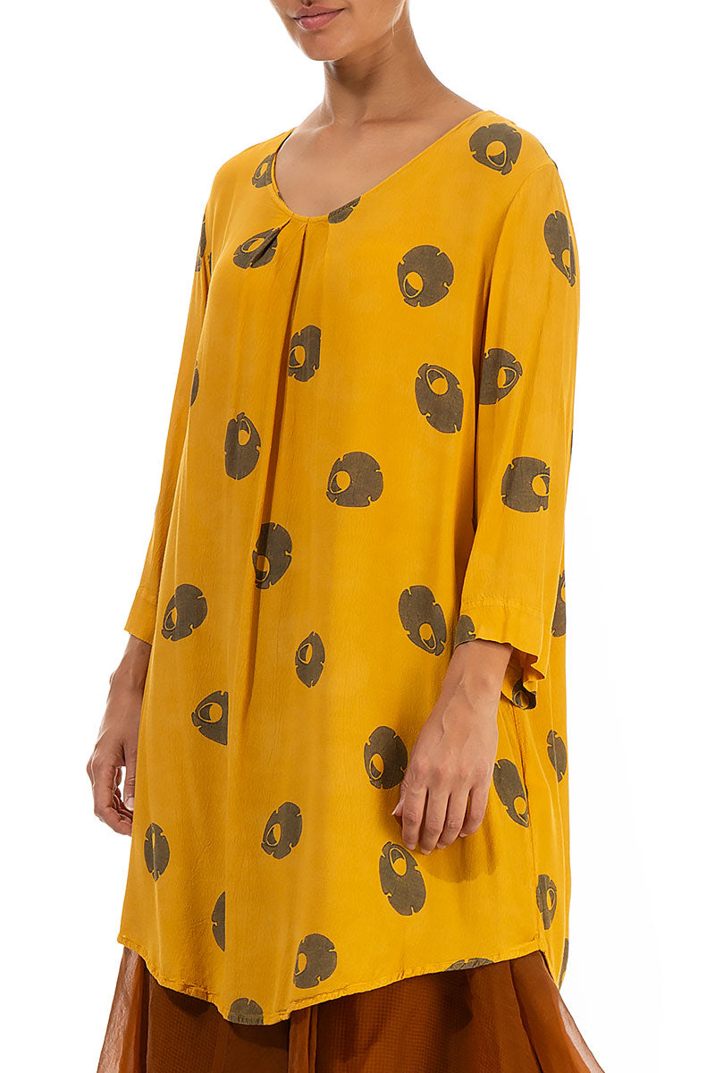 Light Yellow Ochre Petals Viscose Tunic