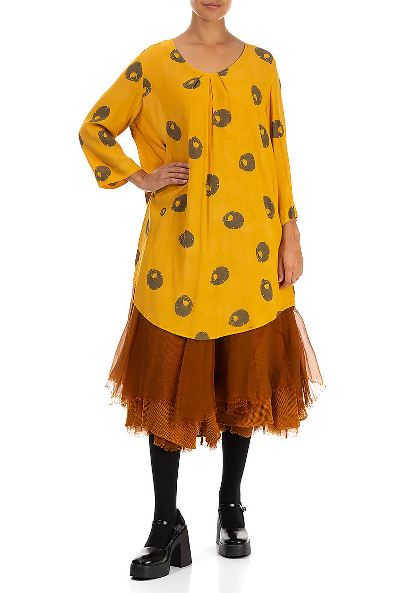 Light Yellow Ochre Petals Viscose Tunic