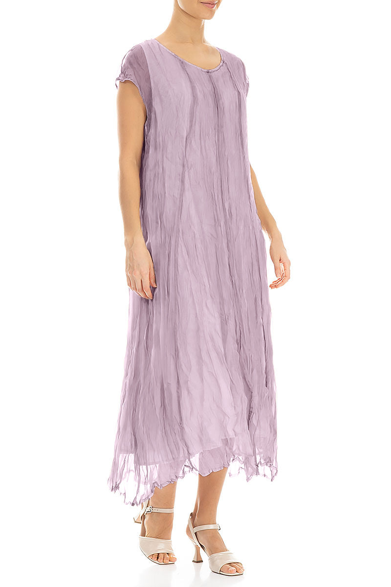 Lilac Crumpled Silk Chiffon Dress 3