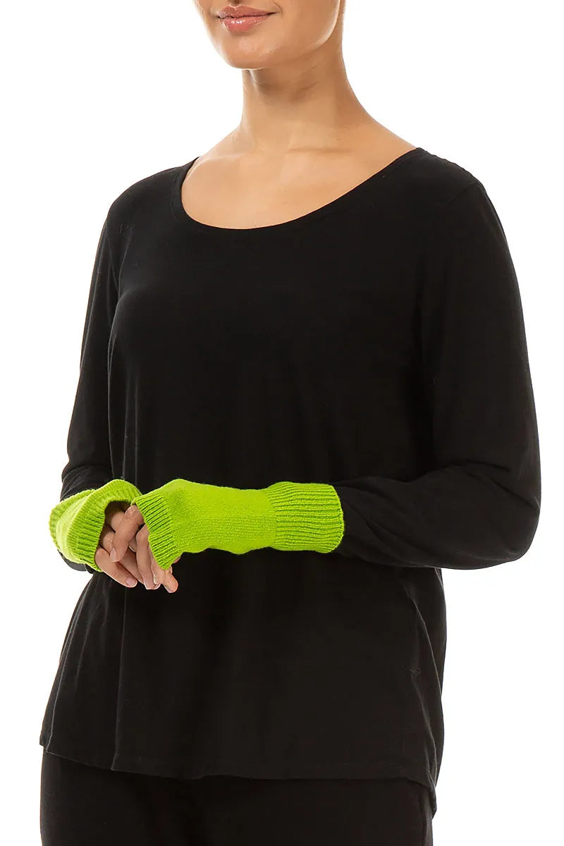 Lime Green Soft Wool Arm Warmers
