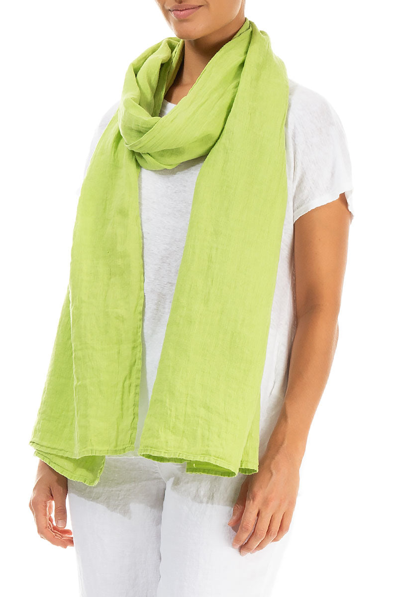 Lime Soft Gauze Linen Scarf 3