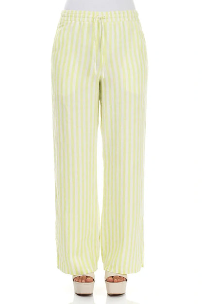 Lime Striped Linen Trousers