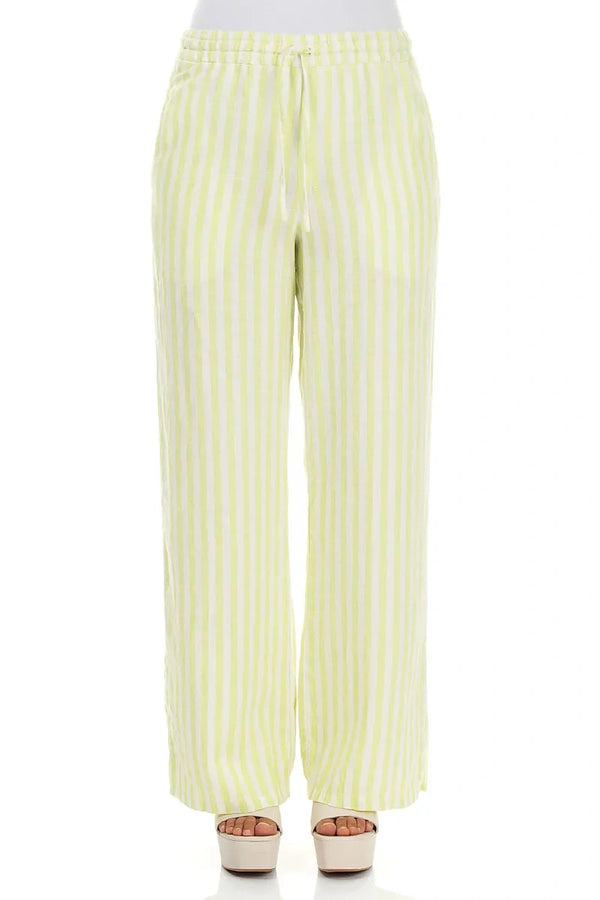 Lime Striped Linen Trousers