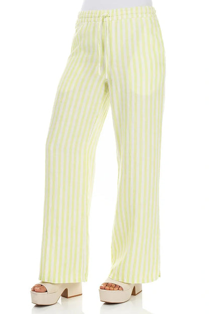 Lime Striped Linen Trousers