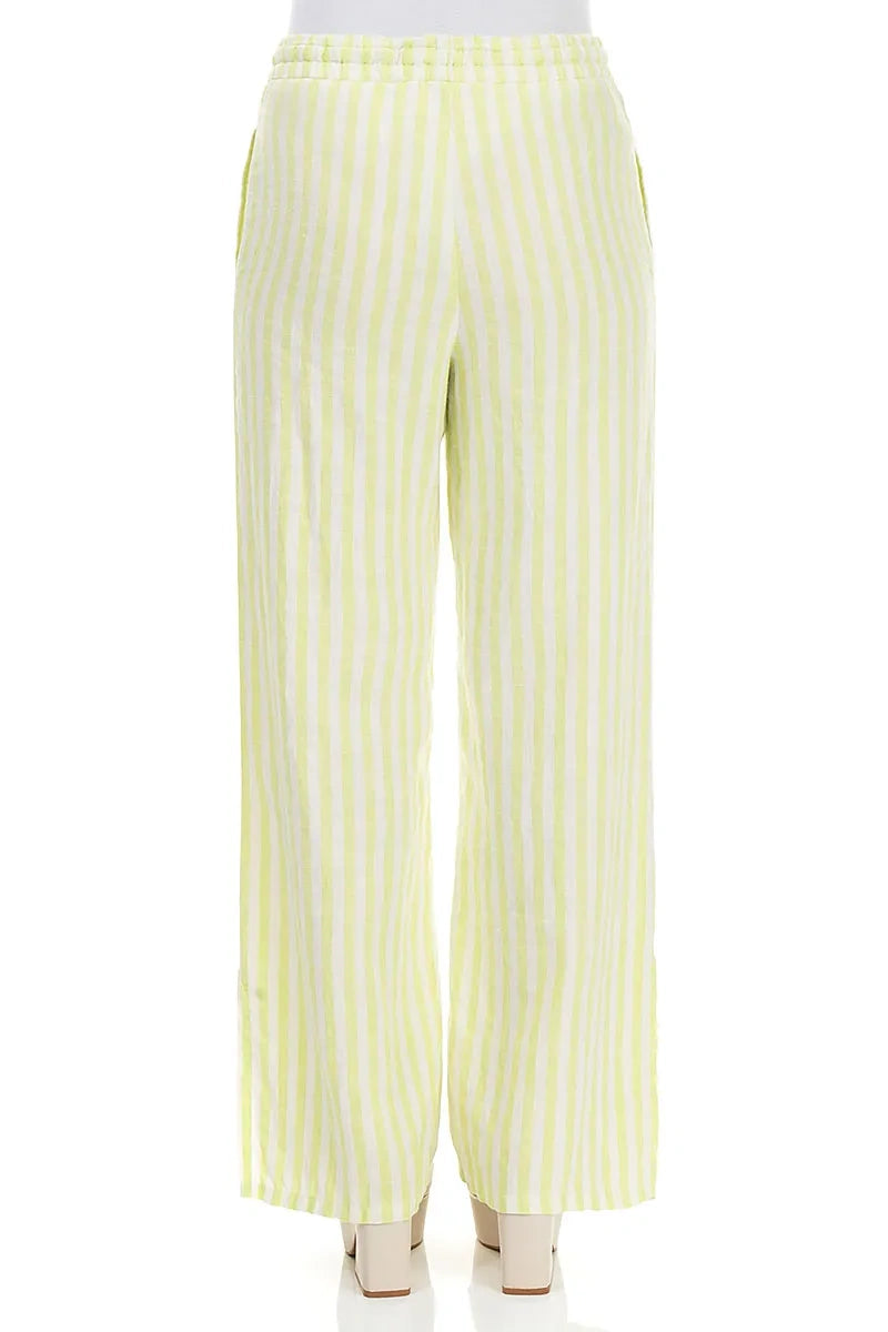 Lime Striped Linen Trousers