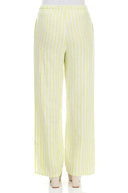 Lime Striped Linen Trousers