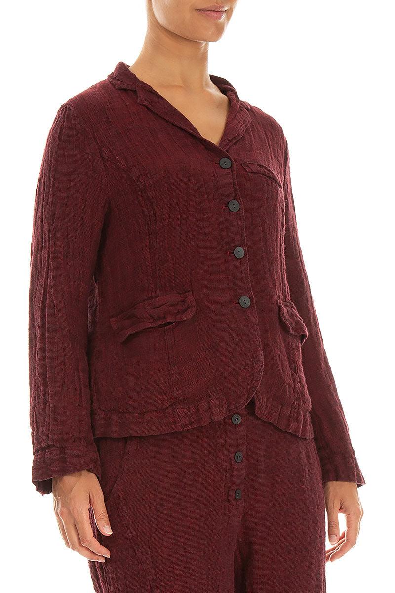 Lined Ruby Mélange Linen Jacket 3