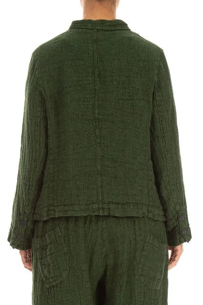 Lined Shamrock Green Mélange Linen Jacket 2