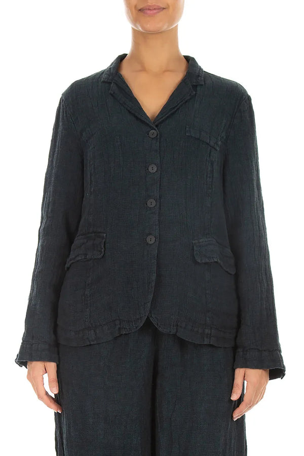 Lined Slate Mélange Linen Jacket 1