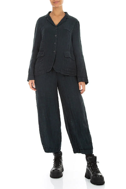 Lined Slate Mélange Linen Jacket 4