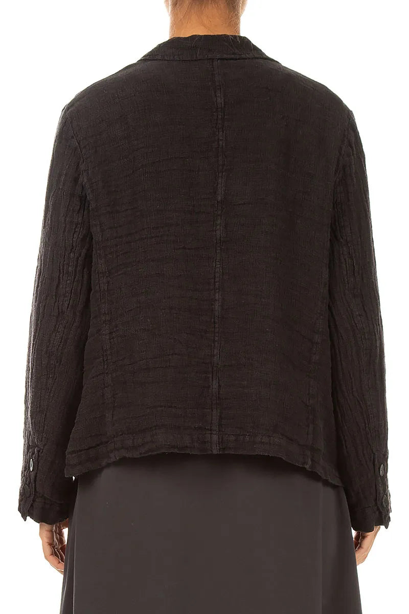 Lined Truffle Brown Mélange Linen Jacket