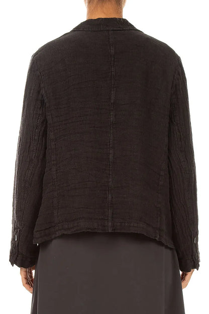 Lined Truffle Brown Mélange Linen Jacket