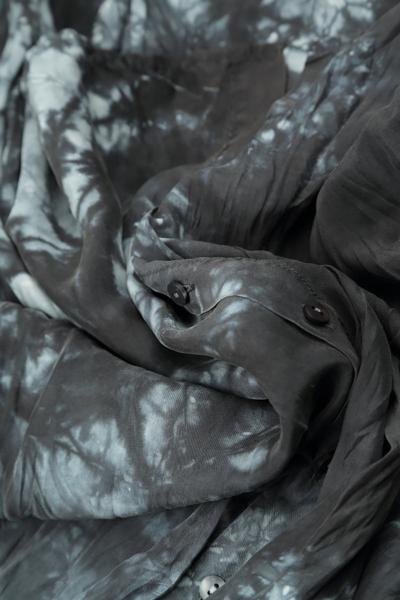 Loose Liquid Charcoal Crumpled Pure Silk Shirt 6