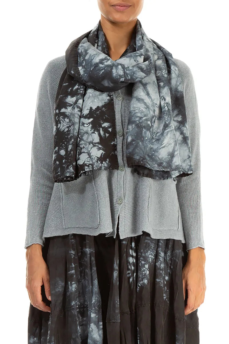 Liquid Charcoal Pure Silk Scarf 1