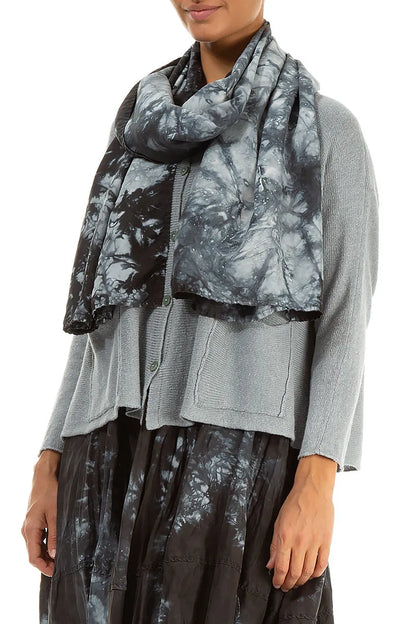 Écharpe en pure soie au charbon liquide