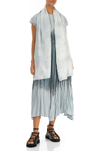 Écharpe en soie pure argent liquide