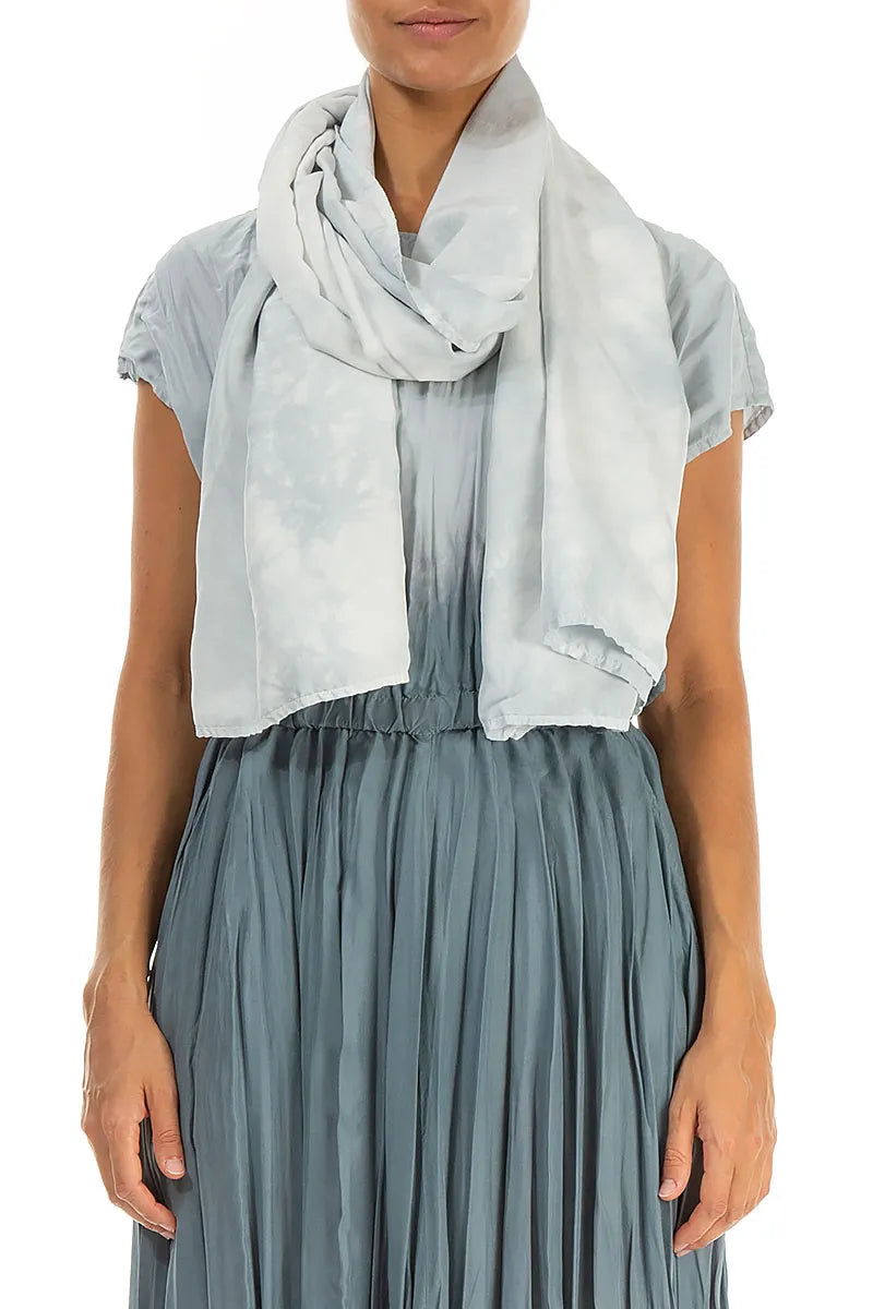 Écharpe en soie pure argent liquide