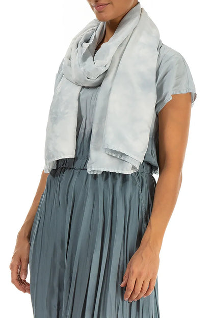 Écharpe en soie pure argent liquide