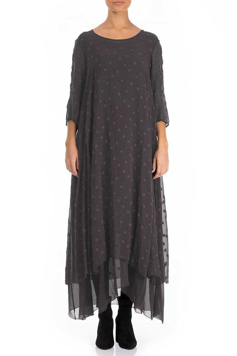 Vintage Violet Dotty Silk Maxi Dress 1